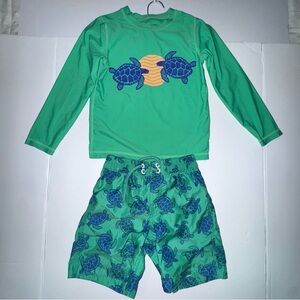 GAP Green and Blue Turtle Kids Swim Rashguard Set Size 5T